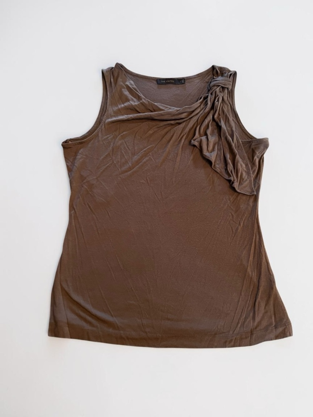The Limited Brown One-Shoulder Knot Tank Womens Size Large 100% Modal